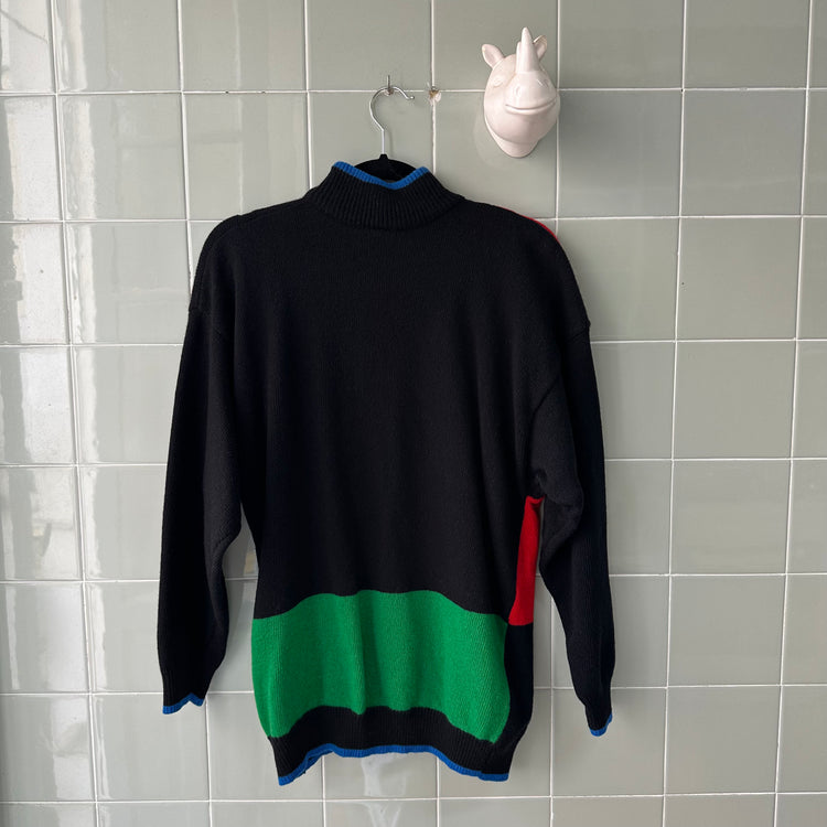 JERSEY BLACK SWEATER BORDADO MULTICOLOR