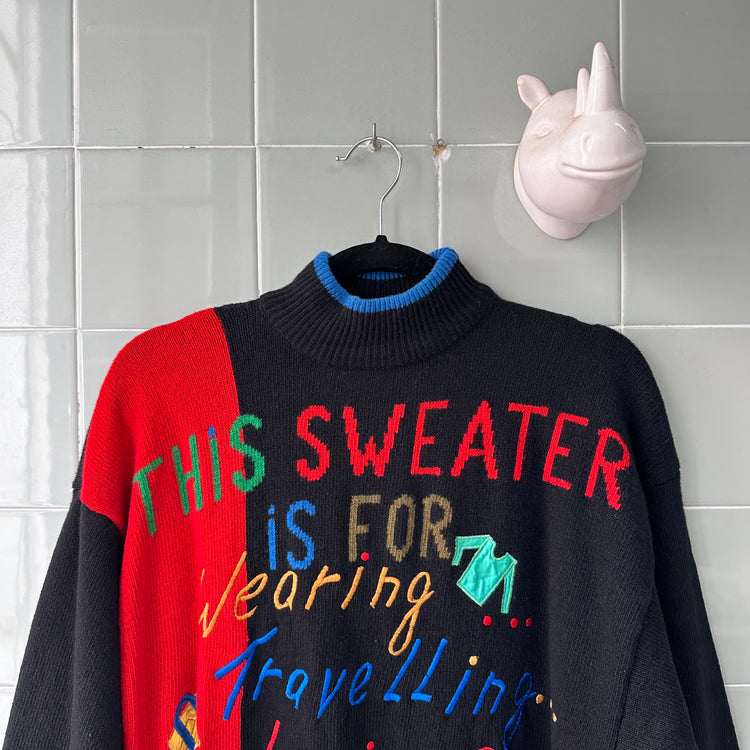 JERSEY BLACK SWEATER BORDADO MULTICOLOR