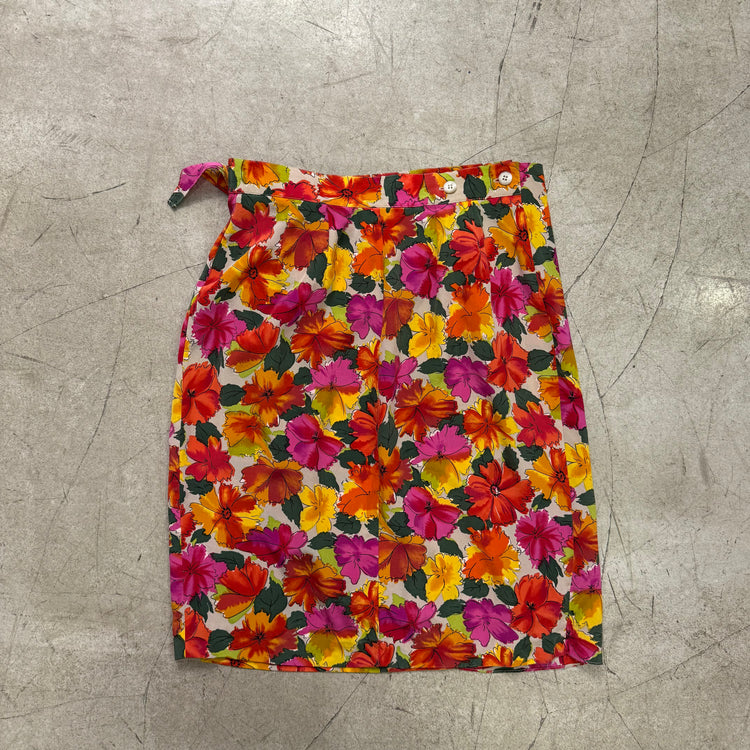 FALDA MULTICOLOR FLORAL SEDA