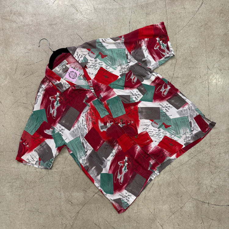 CAMISA WHITE RED PRINT VIRUS