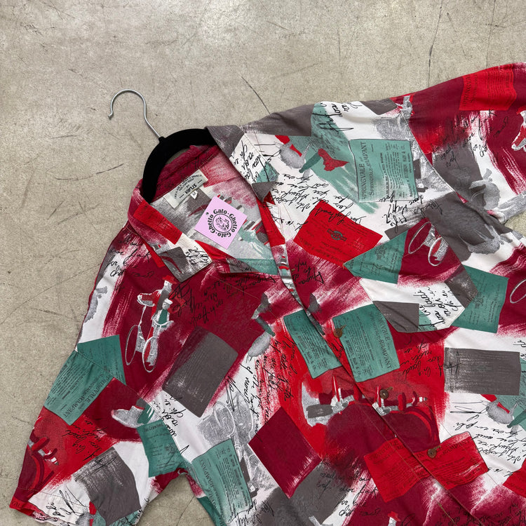 CAMISA WHITE RED PRINT VIRUS