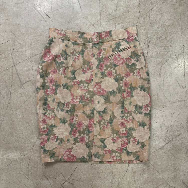 FALDA LINO BEIGE FLORAL