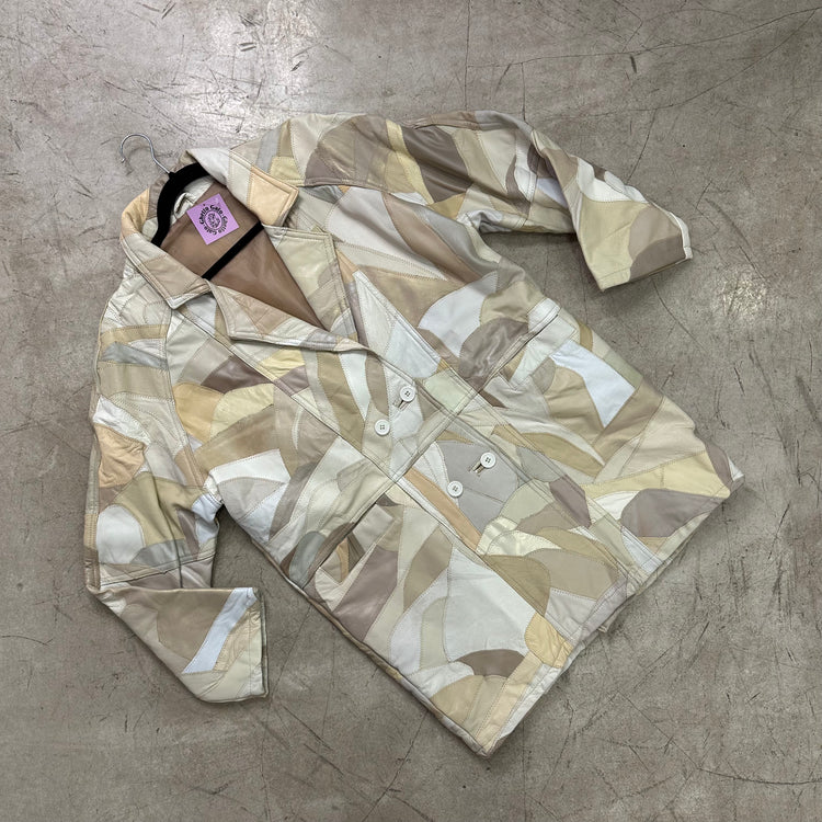 ABRIGO PIEL BEIGE PATCHWORK