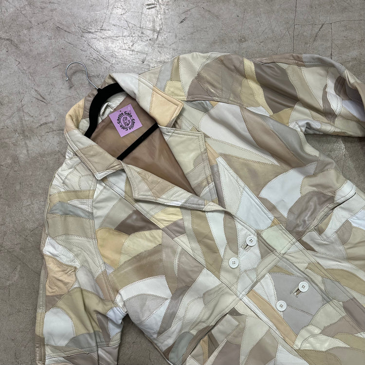 ABRIGO PIEL BEIGE PATCHWORK