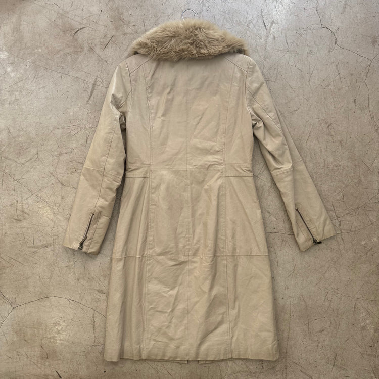 ABRIGO LARGO PIEL BEIGE PELO Y2K