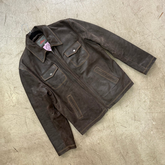 SCHWARZER BOMBERJACKE AUS FARBIGEM LEDER VON STADLER