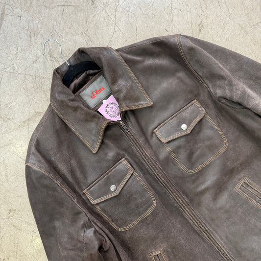 SCHWARZER BOMBERJACKE AUS FARBIGEM LEDER VON STADLER