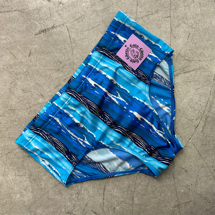 BLUE WHITE PRINT SLIP SWIMSUIT