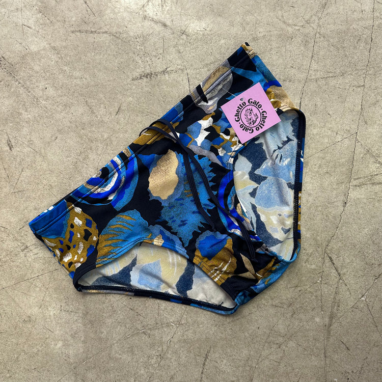 SLIP PRINT SWIMSUIT BLUE BLACK BROWN