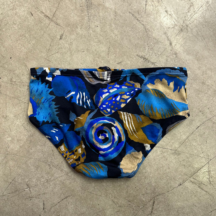 SLIP PRINT SWIMSUIT BLUE BLACK BROWN