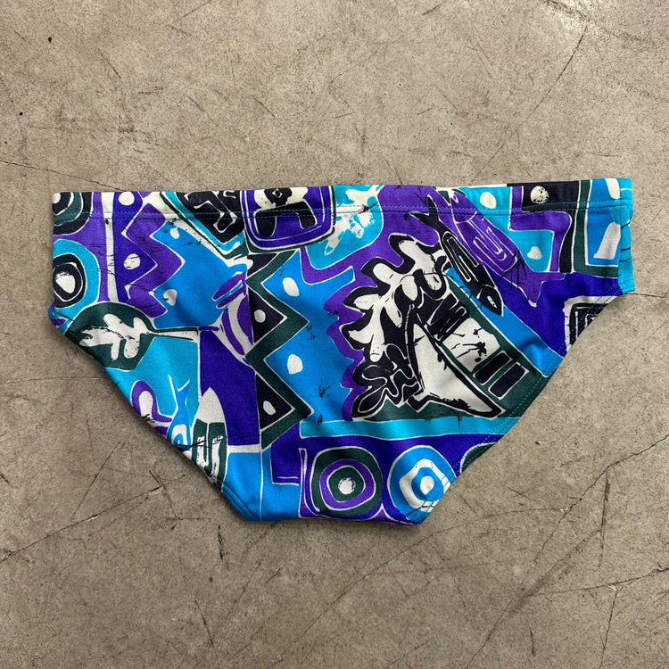 BLUE PURPLE PRINT SLIP SWIMSUIT
