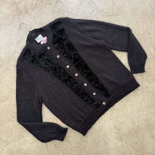 SCHWARZER MOHAIR-CARDIGANPULLOVER VON BERTO MARTINO