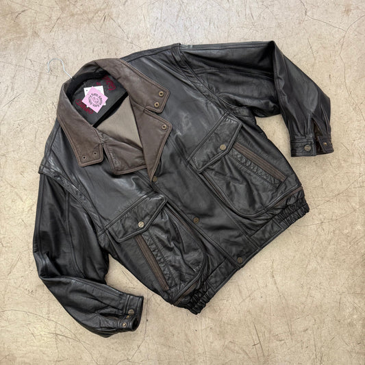 BRAUNE BIKERBOMBERJACKE AUS LEDER