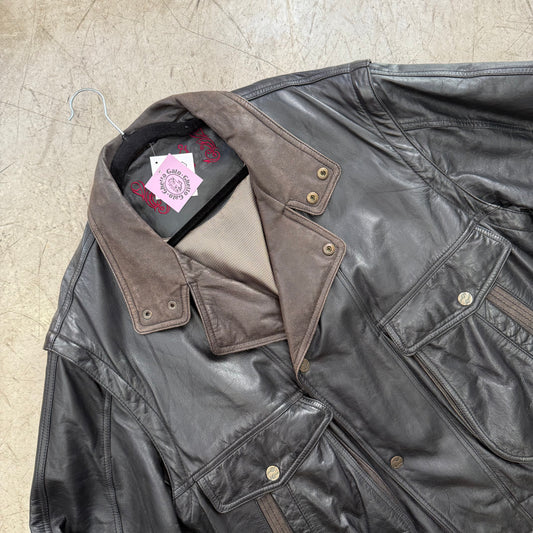 BRAUNE BIKERBOMBERJACKE AUS LEDER