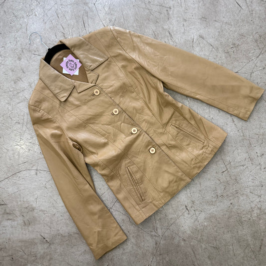 CHAQUETA BLAZER PIEL BEIGE