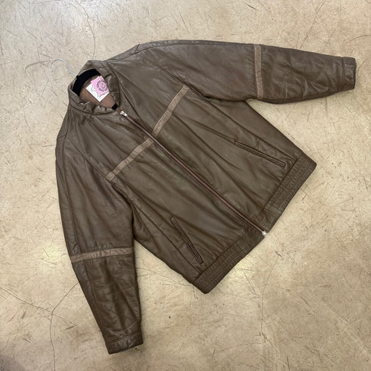 BOMBER PIEL TAUPE ACOLCHADA