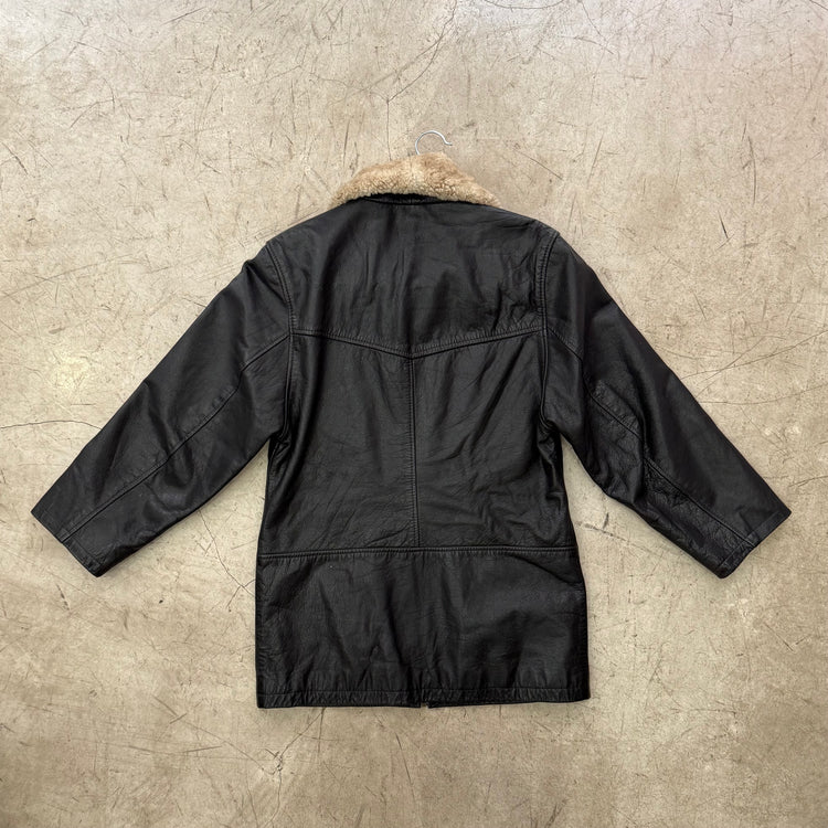 CHAQUETA BLAZER PIEL NEGRA CUELLO BORREGO VERO