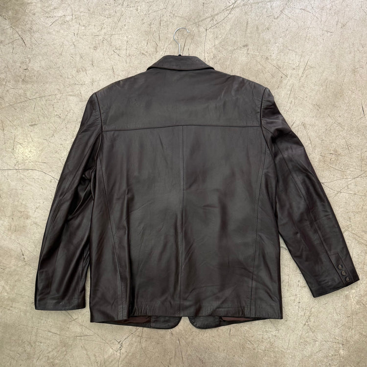 CHAQUETA BLAZER PIEL BROWN DONPIEL