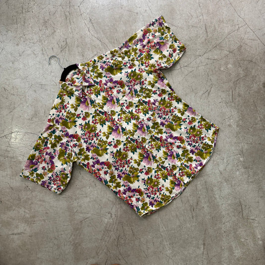 CAMISA BEIGE FLORAL PURPLE ECI