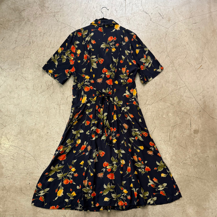VESTIDO MARINO FLORAL BOTONES