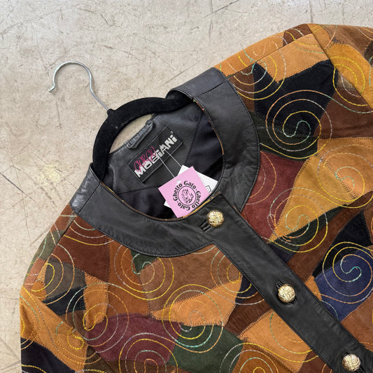 CHAQUETA PIEL BLACK BROWN PATCHWORK MOBIANI