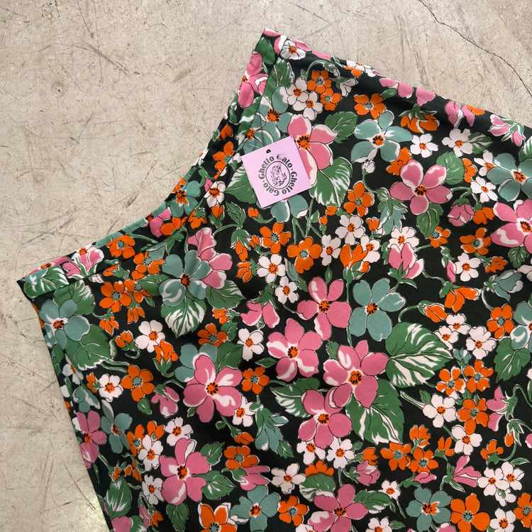 FALDA GREEN PINK FLORAL HANDMADE