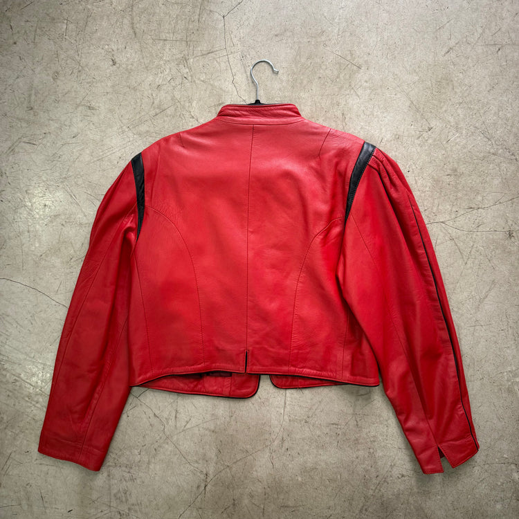 CHAQUETA PIEL RED BLACK CROP