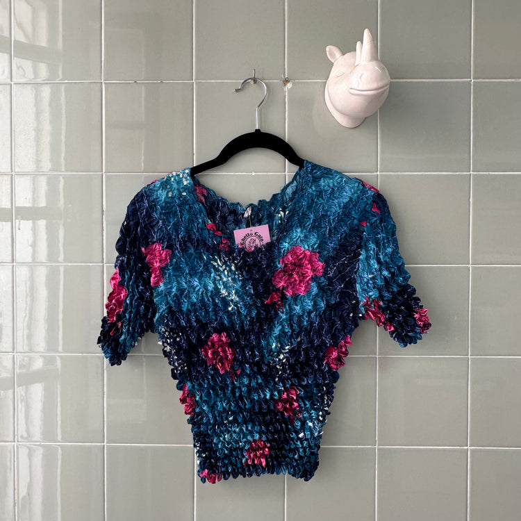 TOP CAMISETA POPCORN PRINT BLUE PINK