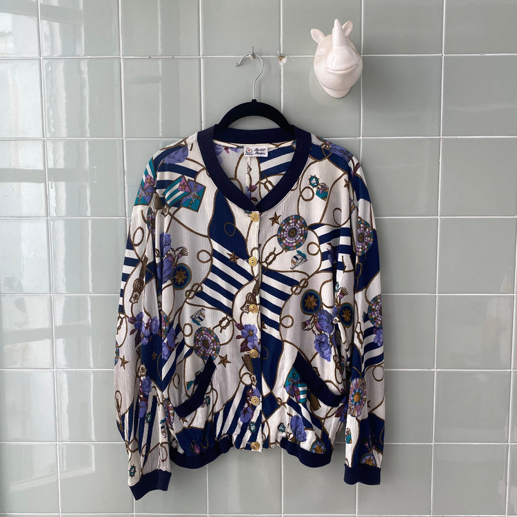 BOMBER LIGERA NAVY FLORAL
