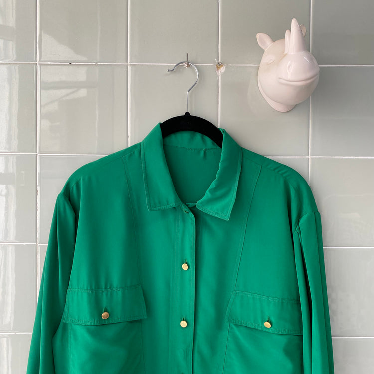 CAMISA MANGAS ABULLONADAS GREEN