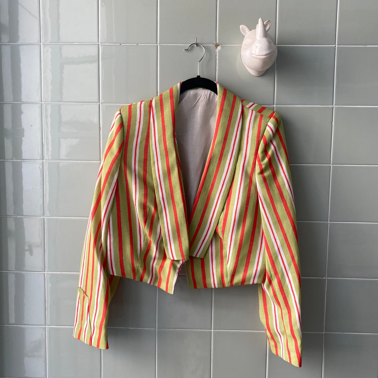 GREEN RED STRIPED BLAZER