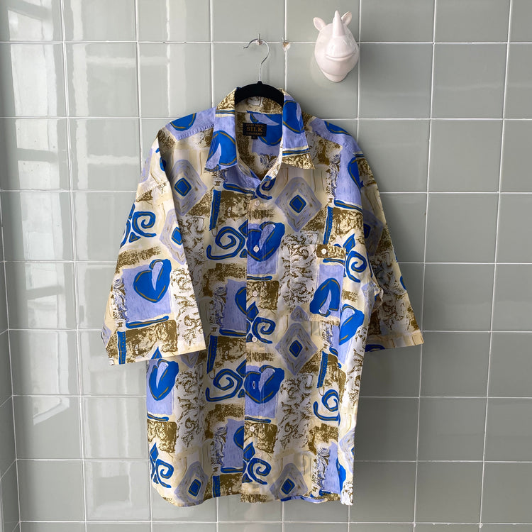 CAMISA HAWAIANA SEDA BLUE