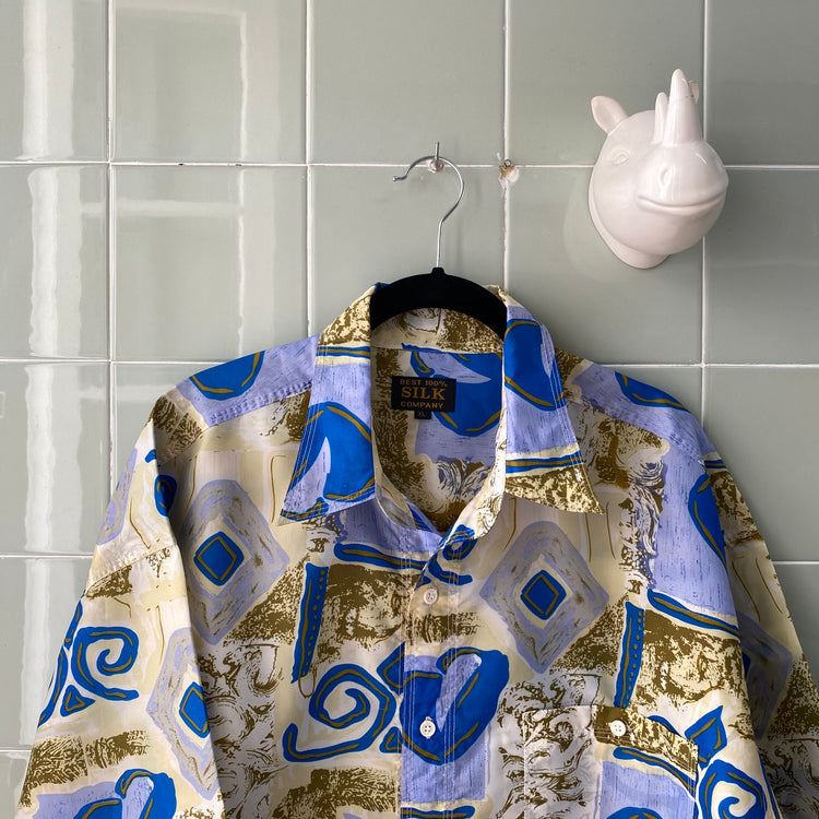 CAMISA HAWAIANA SEDA BLUE
