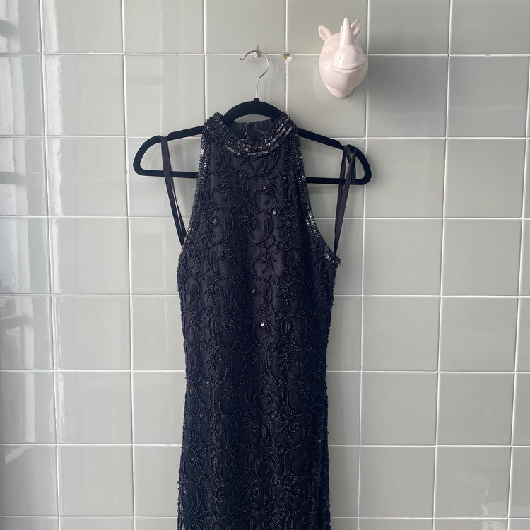 VESTIDO LARGO PEDRERÍA BLACK