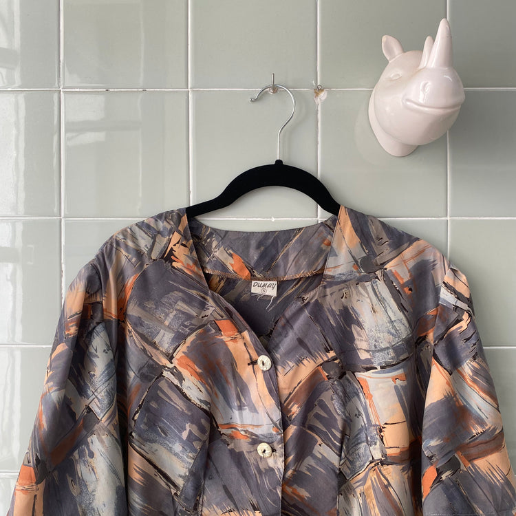 CAMISA GREY ORANGE ABSTRACT DUMAY