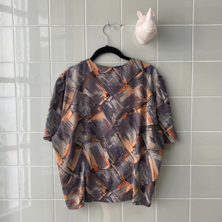 CAMISA GREY ORANGE ABSTRACT DUMAY