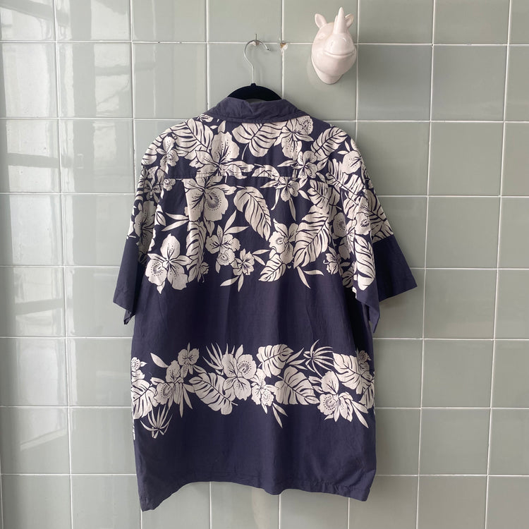 CAMISA HAWAIANA BLUE WHITE EXPOSURE