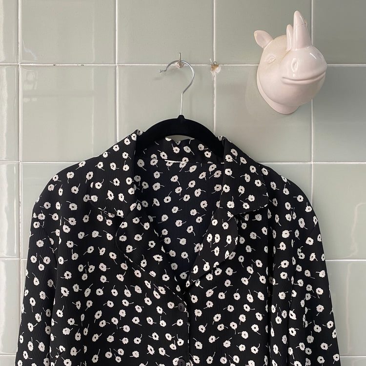 CAMISA BLACK MINI FLOWERS