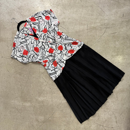 ROSES 80s PLEATED DRESS