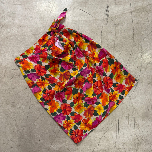 FALDA MULTICOLOR FLORAL SEDA