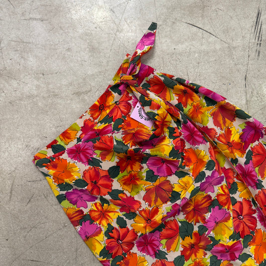 FALDA MULTICOLOR FLORAL SEDA