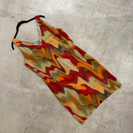 VESTIDO GASA GREEN ORANGE RED