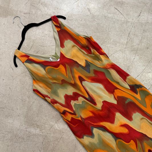 VESTIDO GASA GREEN ORANGE RED