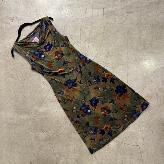 VESTIDO GREEN TERCIOPELO FLORAL