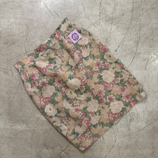 FALDA LINO BEIGE FLORAL