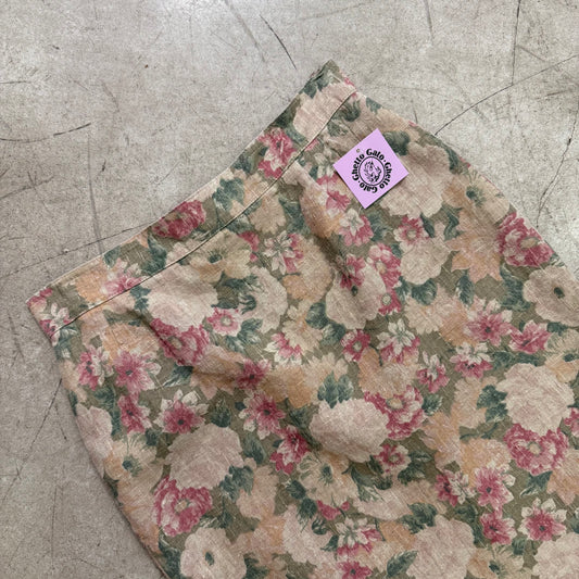 FALDA LINO BEIGE FLORAL
