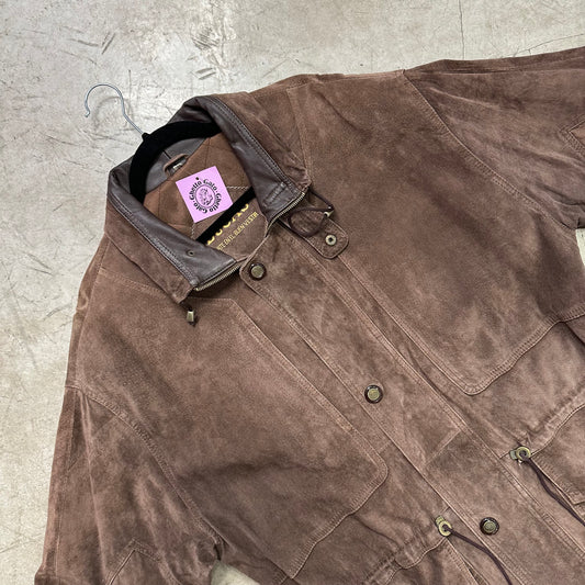 BROWN SUEDE LUCAS LEATHER COAT 