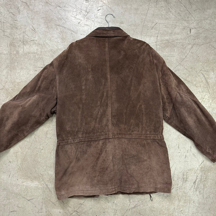 BROWN SUEDE LUCAS LEATHER COAT 