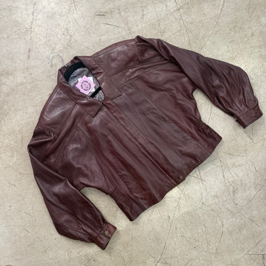 SCHWARZER BOMBERJACKE AUS FARBIGEM LEDER VON STADLER