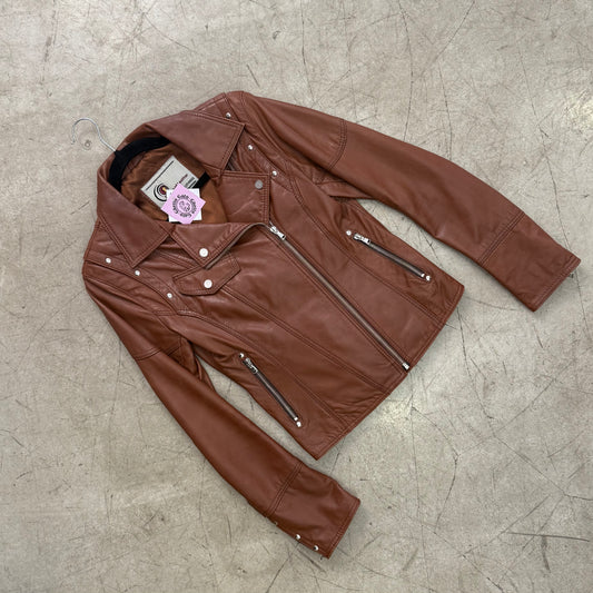 SCHWARZER BOMBERJACKE AUS FARBIGEM LEDER VON STADLER